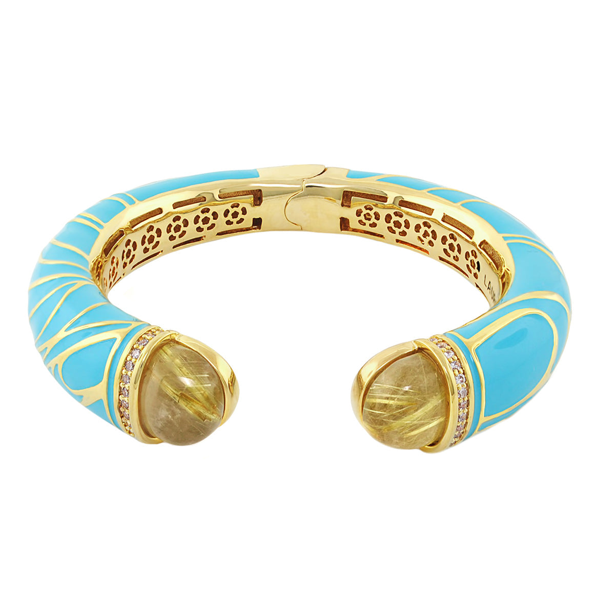 Cool Ice Bangle by Lauren G Adams, turquoise enamel stackable bracelet with gold-tone ends on Tampa Home & Garden Store