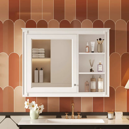 Wall Cabinet With Mirror and Adjustable Shelving