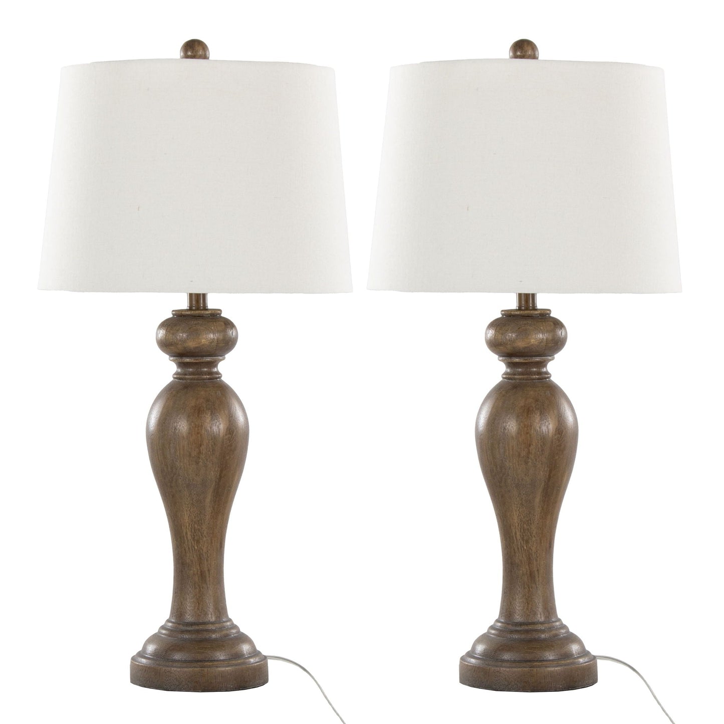 Peppa contemporary table lamp set of 2 with brown wood bases and cream shades HouseOfZazla on Tampa Home & Garden Store