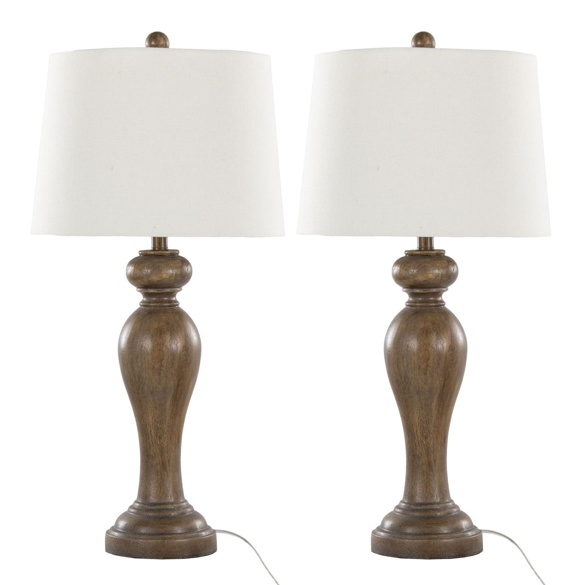 Peppa contemporary table lamp set of 2 with brown wood bases and cream shades HouseOfZazla on Tampa Home & Garden Store