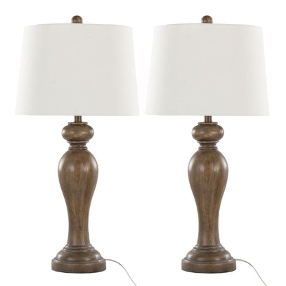 Peppa contemporary table lamp set of 2 with brown wood bases and cream shades HouseOfZazla on Tampa Home & Garden Store