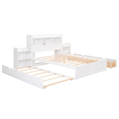 White storage platform bed with pull-out shelves, trundle, and two drawers by HouseOfZazla on Tampa Home & Garden Store