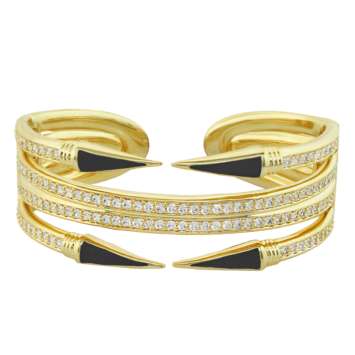 Utopia Bangle hinged bracelet by Lauren G Adams, gold-tone with crystal accents on Tampa Home & Garden Store