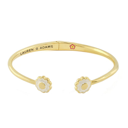 Open Arms Flower Bangle gold-tone bracelet with floral end caps by Lauren G Adams on Tampa Home & Garden Store