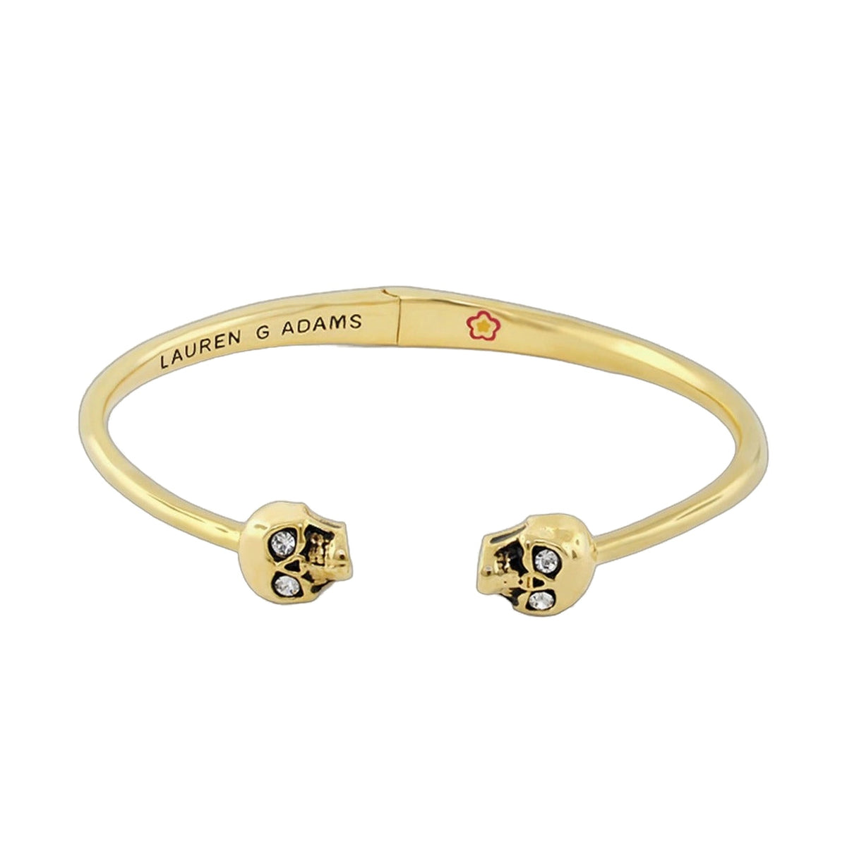 Open Arms Skull Bangle bracelet gold tone with crystal skull end caps Lauren G Adams on Tampa Home & Garden Store
