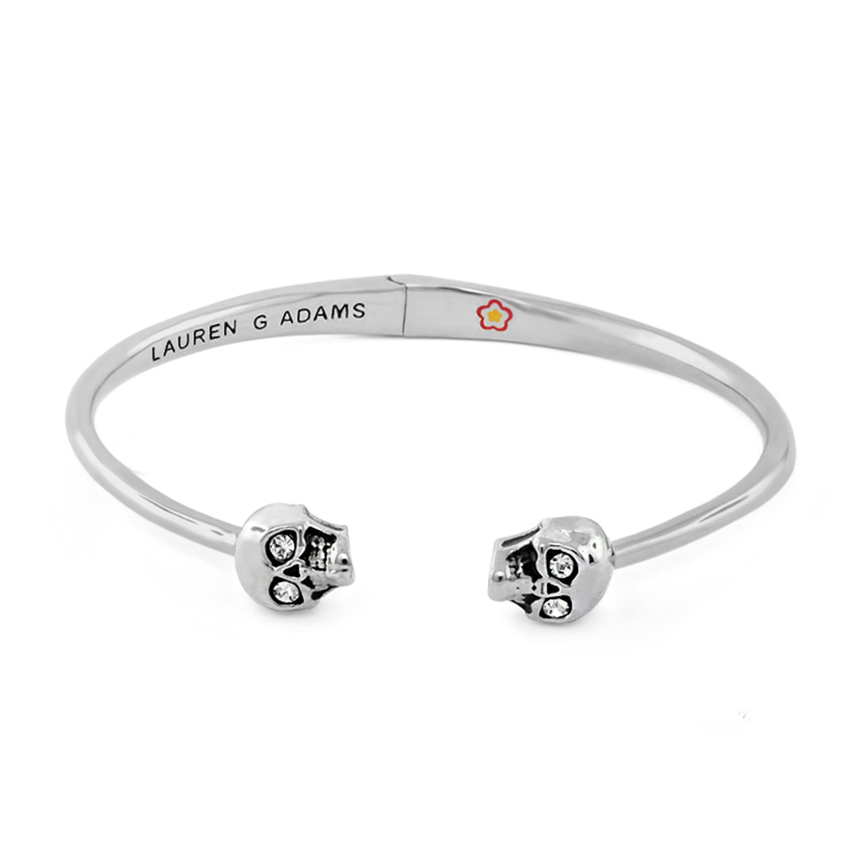 Open Arms Skull Bangle silver-tone hinged bracelet with crystal skull ends Lauren G Adams on Tampa Home & Garden Store