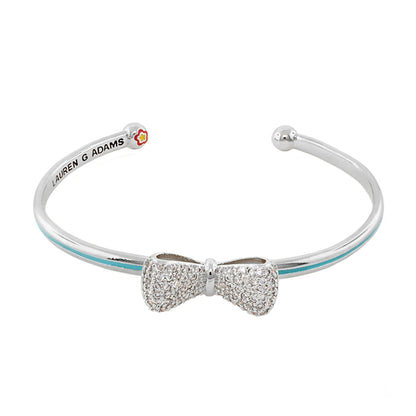 Open Arms Bow Bangle by Lauren G Adams, hinged silver bracelet with crystal bow on Tampa Home & Garden Store