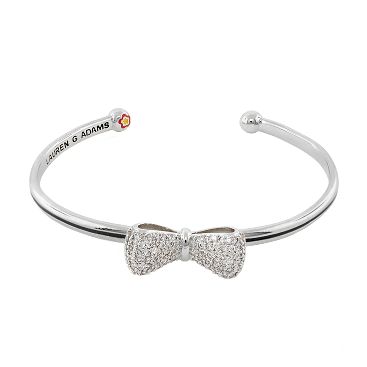 Open Arms Bow Bangle, silver-tone hinged bracelet with pavé crystal bow by Lauren G Adams on Tampa Home & Garden Store