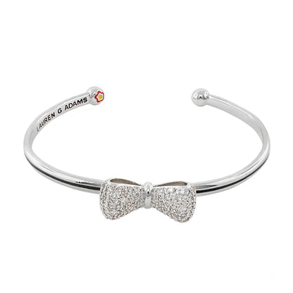 Open Arms Bow Bangle, silver-tone hinged bracelet with pavé crystal bow by Lauren G Adams on Tampa Home & Garden Store
