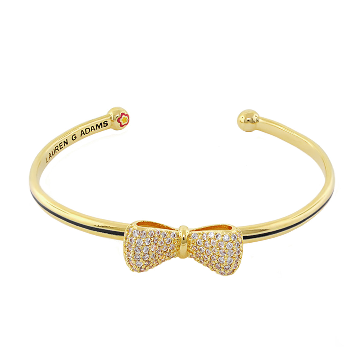 Open Arms Bow Bangle gold hinged bracelet with pavé crystal bow centerpiece Lauren G Adams on Tampa Home & Garden Store