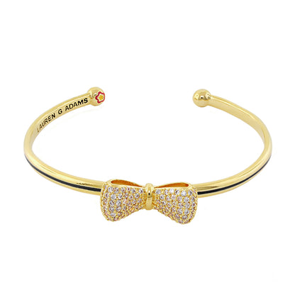 Open Arms Bow Bangle gold hinged bracelet with pavé crystal bow centerpiece Lauren G Adams on Tampa Home & Garden Store
