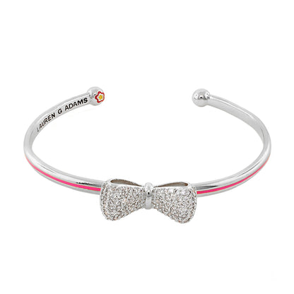 Open Arms Bow Bangle hinged bracelet with crystal bow, pink edge by Lauren G Adams on Tampa Home & Garden Store