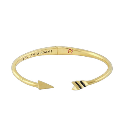 Open Arms Arrow hinged gold-tone bangle bracelet by Lauren G Adams with arrow ends on Tampa Home & Garden Store