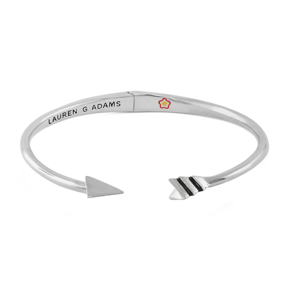 Open Arms Arrow hinged bangle bracelet in silver with two arrowhead ends, Lauren G Adams on Tampa Home & Garden Store