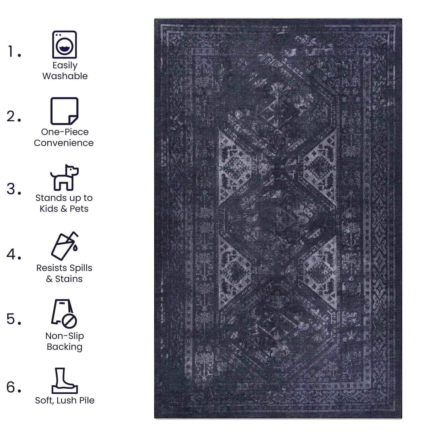Maval Trendy Area Rug Machine Washable for Home