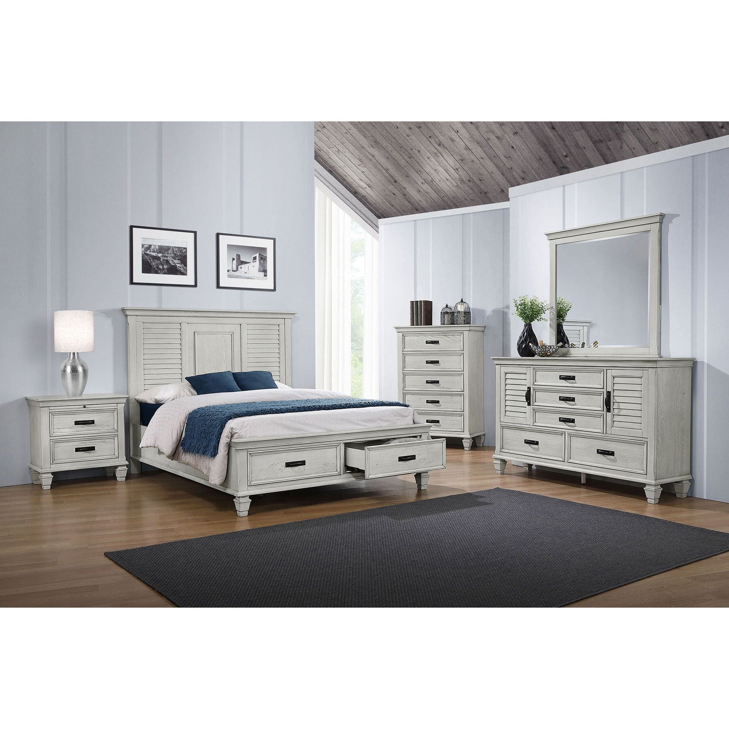 Capistrano 2-Drawer Bed in light graywashed wood with matching dressers and nightstands by HouseOfZazla on Tampa Home & Garden Store