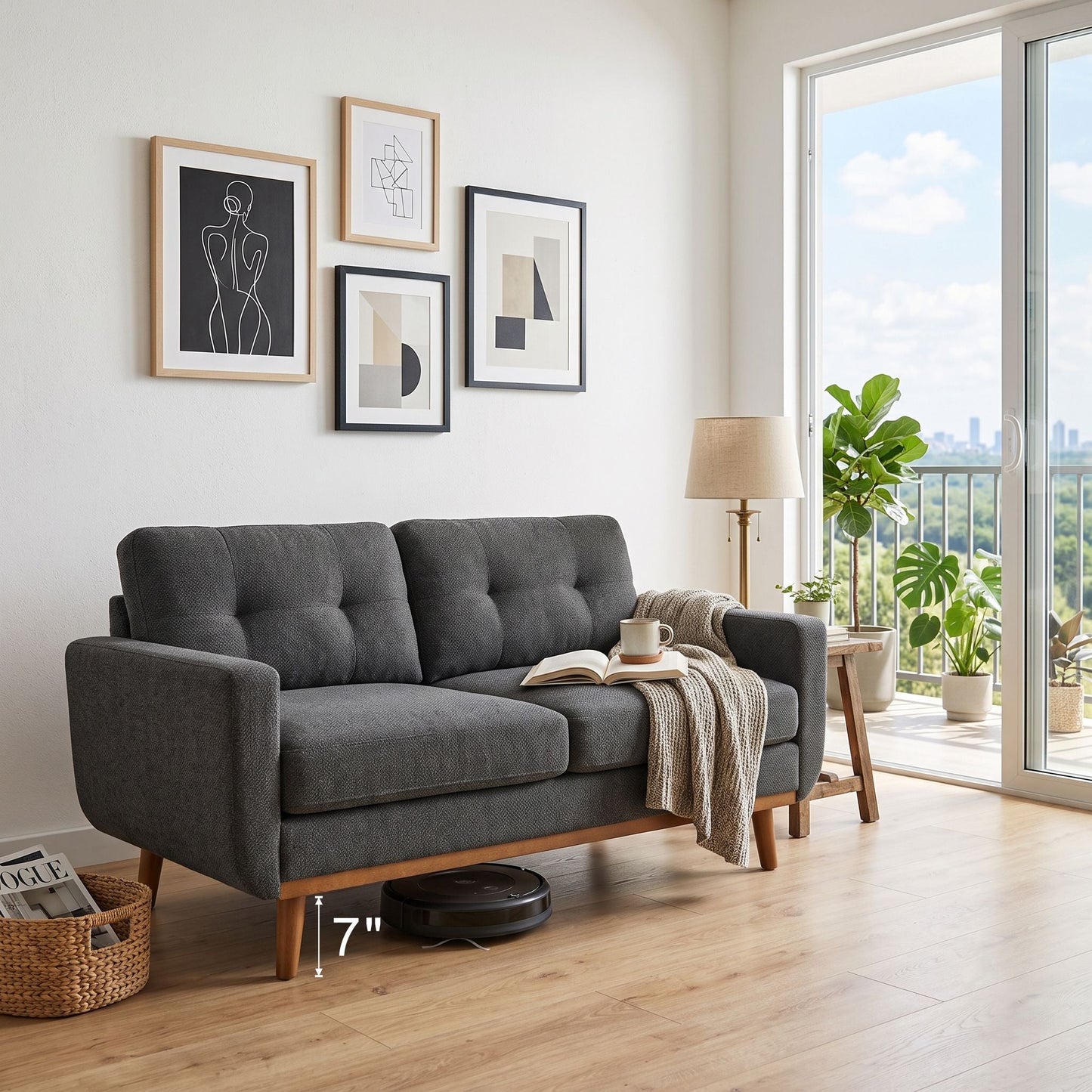 65 Inch Modern Minimalist Two Seater Sofa