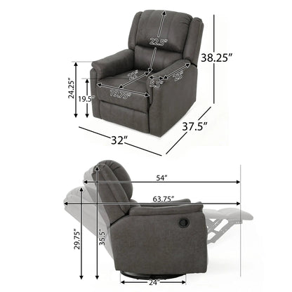 Contemporary glider recliner with swivel function in gray fabric by Unique Piece Furniture on Tampa Home & Garden Store