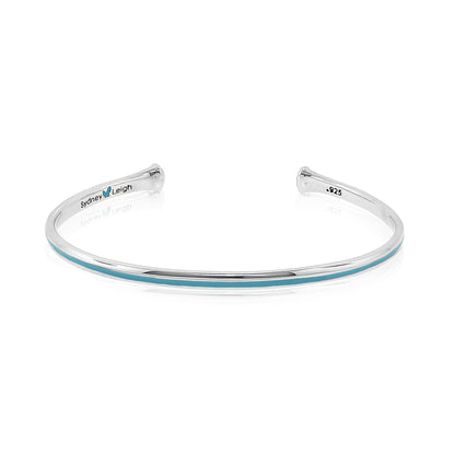 Sydney Leigh Enamel Bangle, 2 pcs, sterling silver with turquoise stripe, Lauren G Adams on Tampa Home & Garden Store