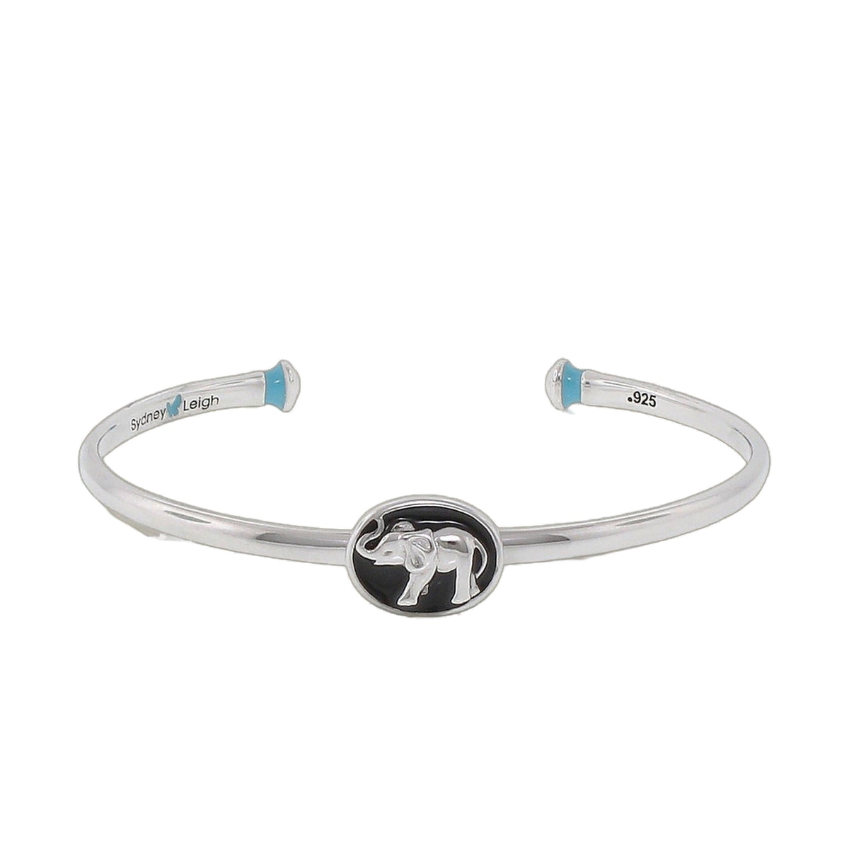 Sydney Leigh Elephant Bangle in silver with turquoise enamel ends by Lauren G Adams on Tampa Home & Garden Store