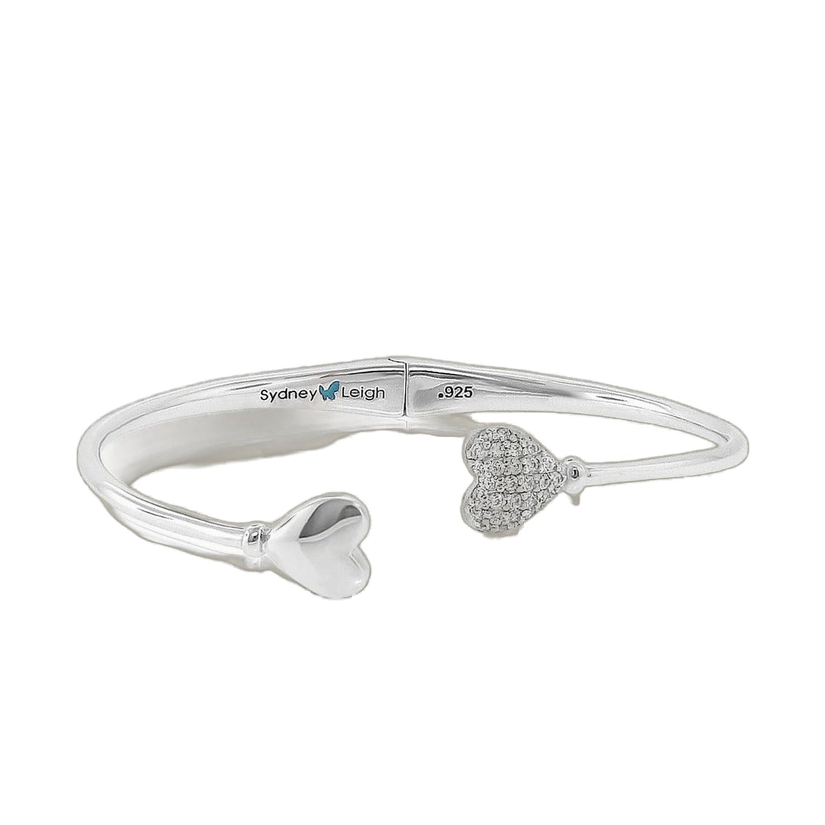Sydney Leigh Heart Bangle silver hinged bracelet by Lauren G Adams with pave heart charm on Tampa Home & Garden Store