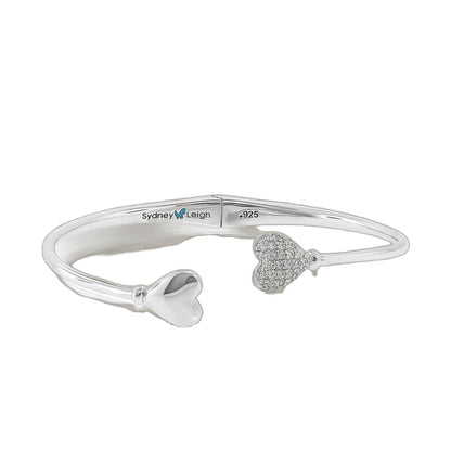 Sydney Leigh Heart Bangle silver hinged bracelet by Lauren G Adams with pave heart charm on Tampa Home & Garden Store