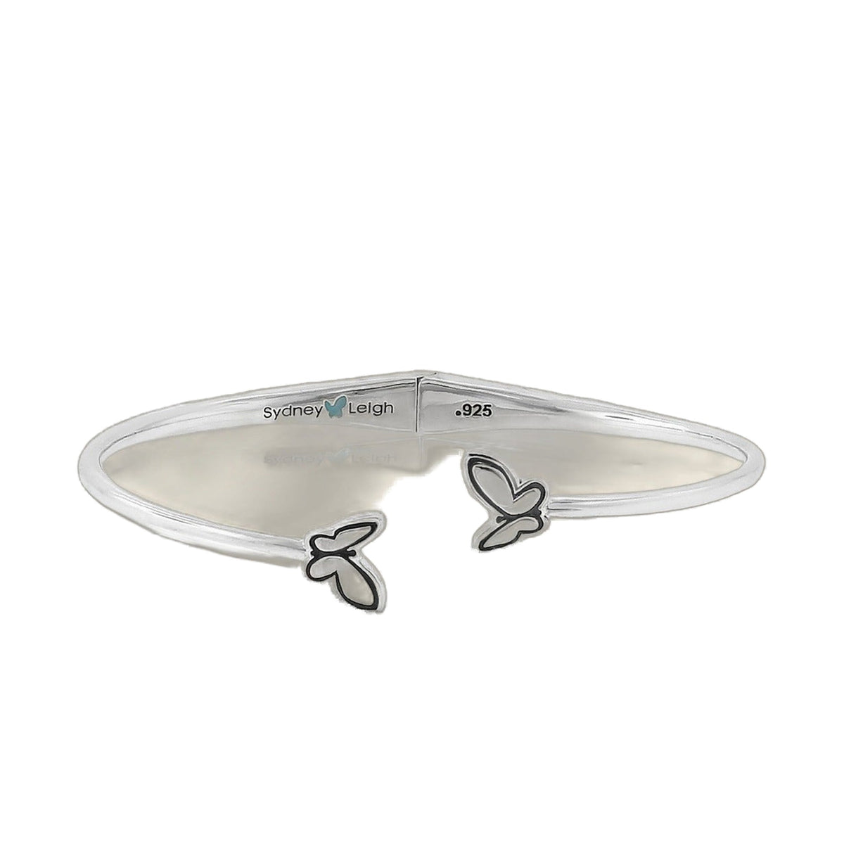 Sydney Leigh Butterfly Bangle — Wide Bypass, sterling silver (.925) with butterfly charms on Tampa Home & Garden Store