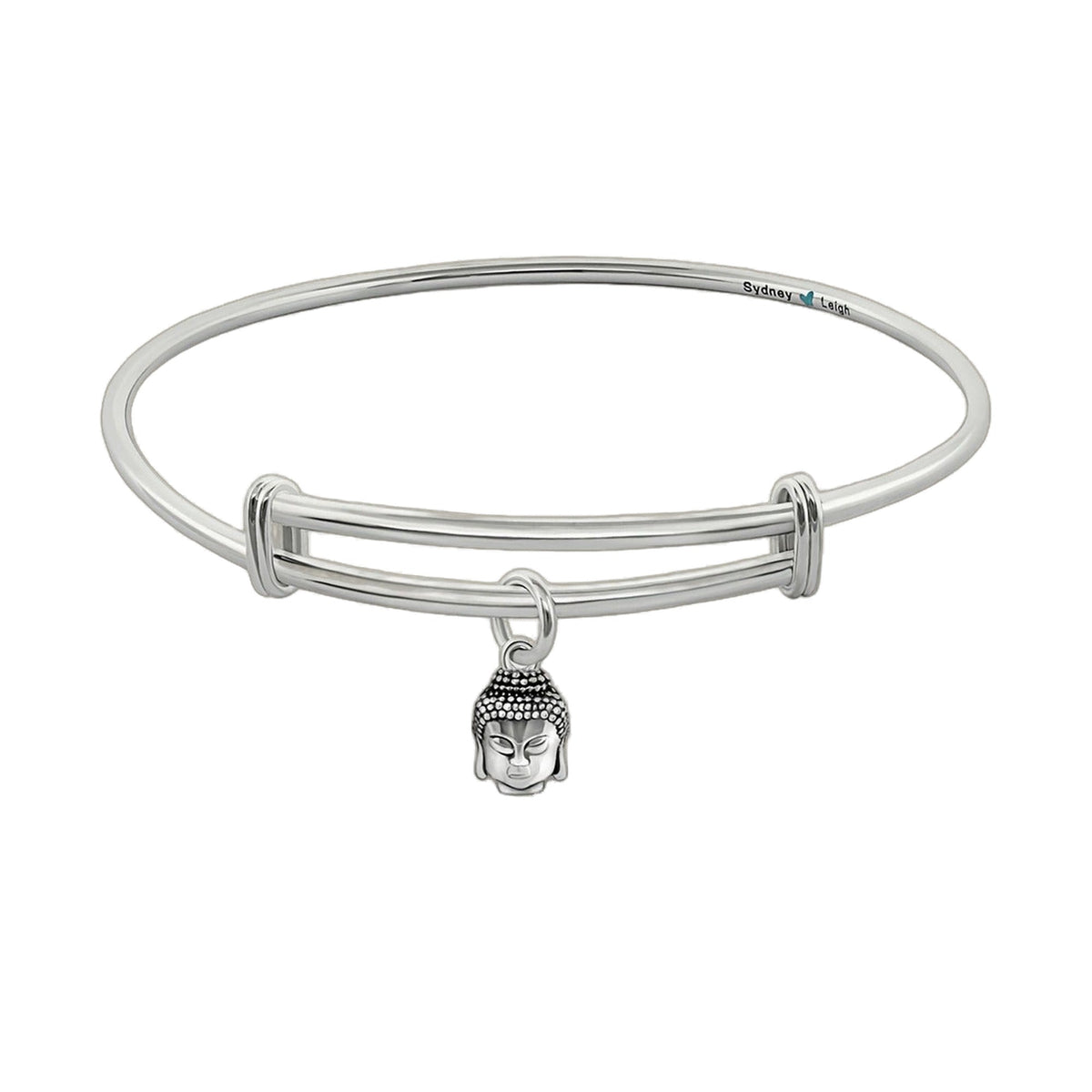 Sydney Leigh Buddha Bangle bracelet by Lauren G Adams in silver-tone metal with Buddha charm on Tampa Home & Garden Store