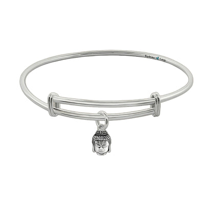 Sydney Leigh Buddha Bangle bracelet by Lauren G Adams in silver-tone metal with Buddha charm on Tampa Home & Garden Store