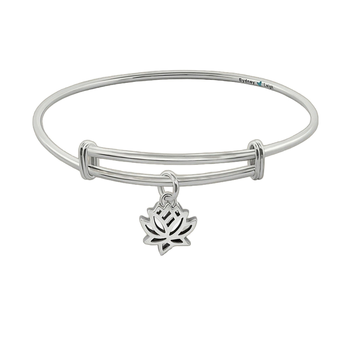 Sydney Leigh Lotus Flower Bangle silver expandable bracelet with lotus charm Lauren G Adams on Tampa Home & Garden Store
