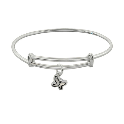 Sydney Leigh Butterfly Bangle with butterfly charm slider in silver-tone metal turquoise heart accent on Tampa Home & Garden Store