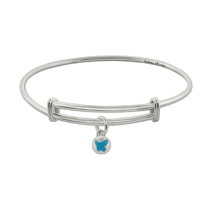 Sydney Leigh butterfly bangle with silver-tone metal and blue butterfly medallion charm on slider on Tampa Home & Garden Store