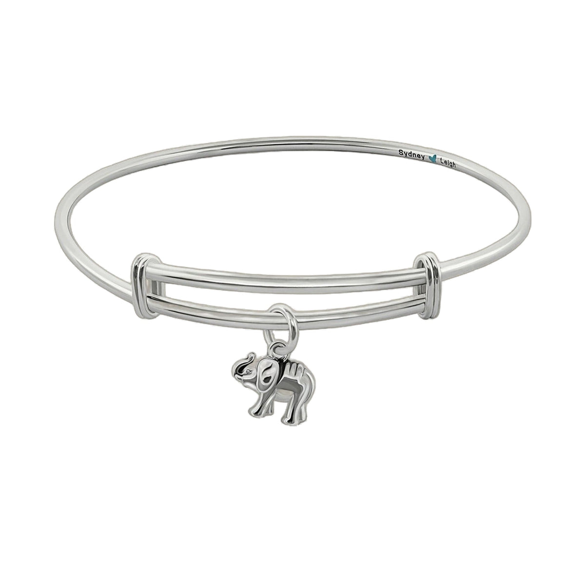 Sydney Leigh Elephant Bangle bracelet, silver tone with elephant charm, brand Sydney Leigh visible on Tampa Home & Garden Store