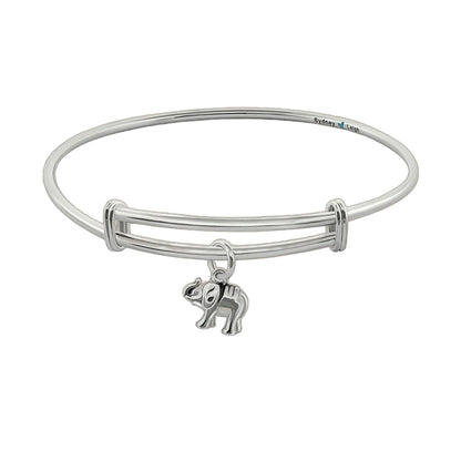 Sydney Leigh Elephant Bangle bracelet, silver tone with elephant charm, brand Sydney Leigh visible on Tampa Home & Garden Store