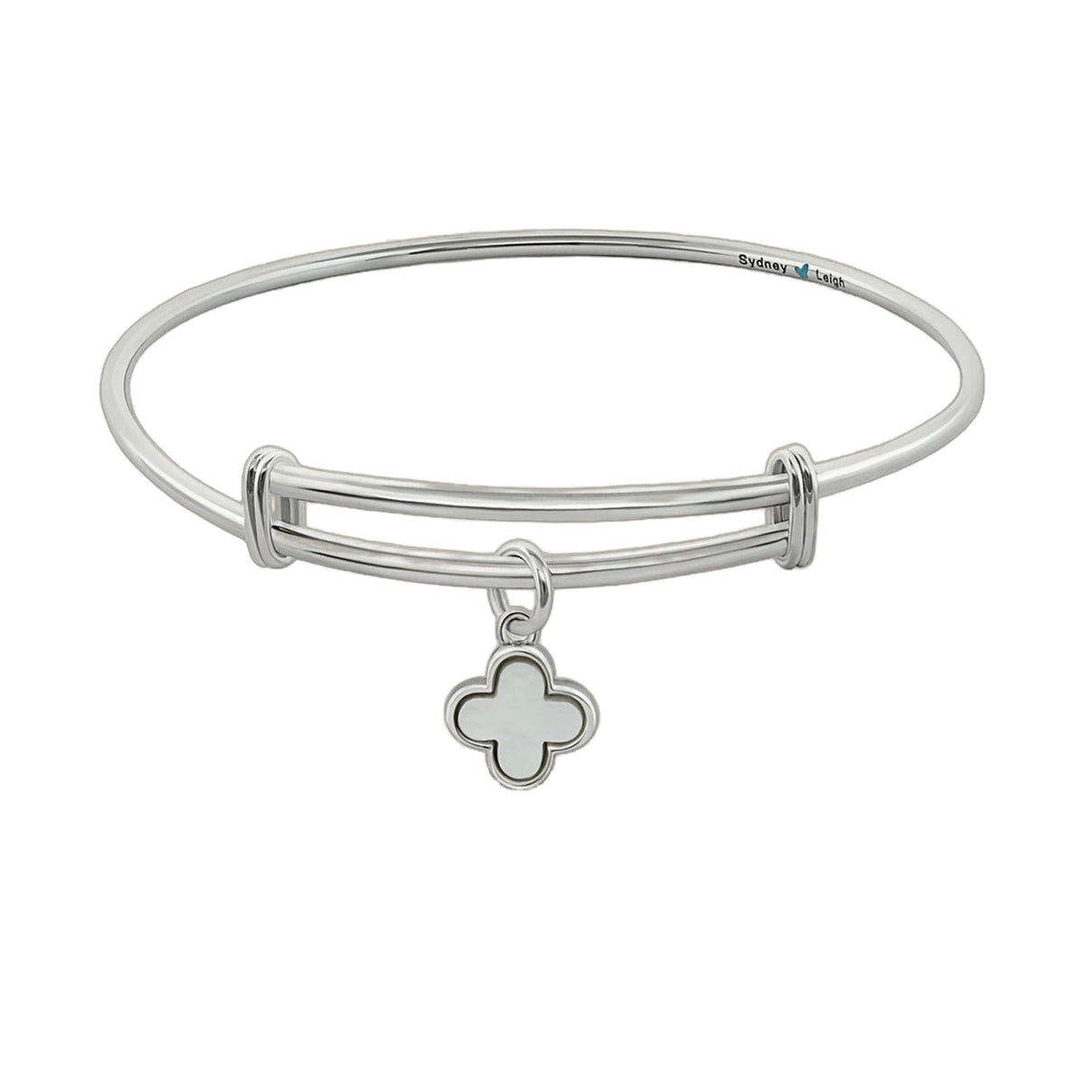 Sydney Leigh Clover Bangle by Lauren G Adams, sterling silver bracelet with clover charm on Tampa Home & Garden Store