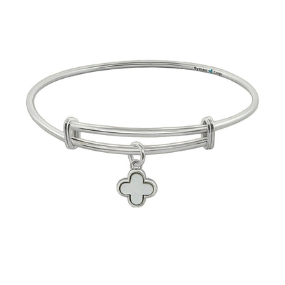 Sydney Leigh Clover Bangle by Lauren G Adams, sterling silver bracelet with clover charm on Tampa Home & Garden Store