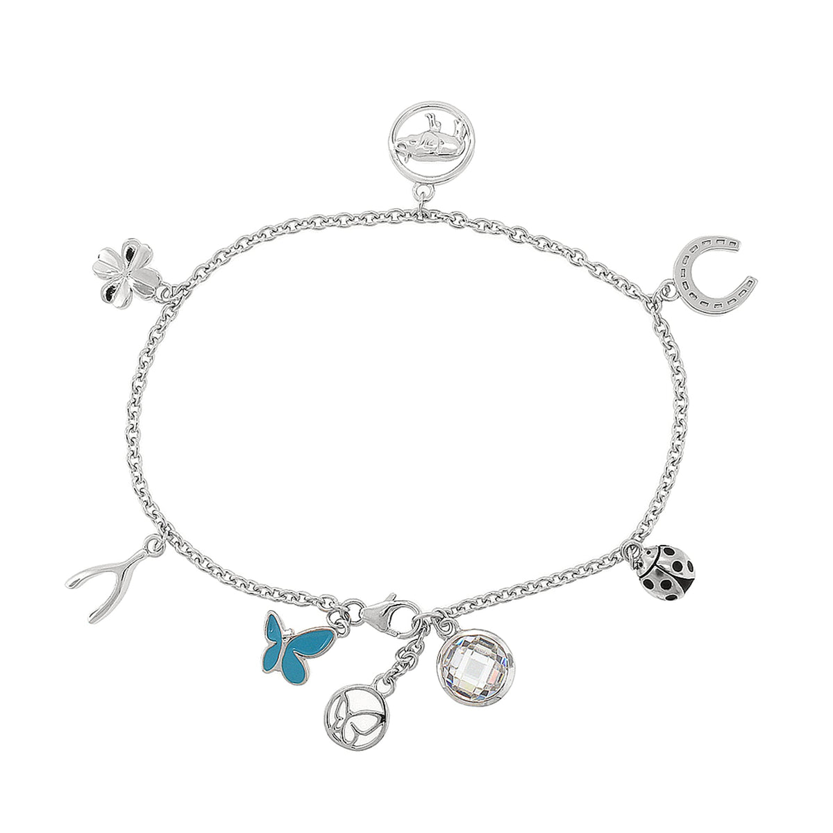 Sydney Leigh Lucky Charm Bracelet, Lauren G Adams, butterfly and horseshoe charms on Tampa Home & Garden Store