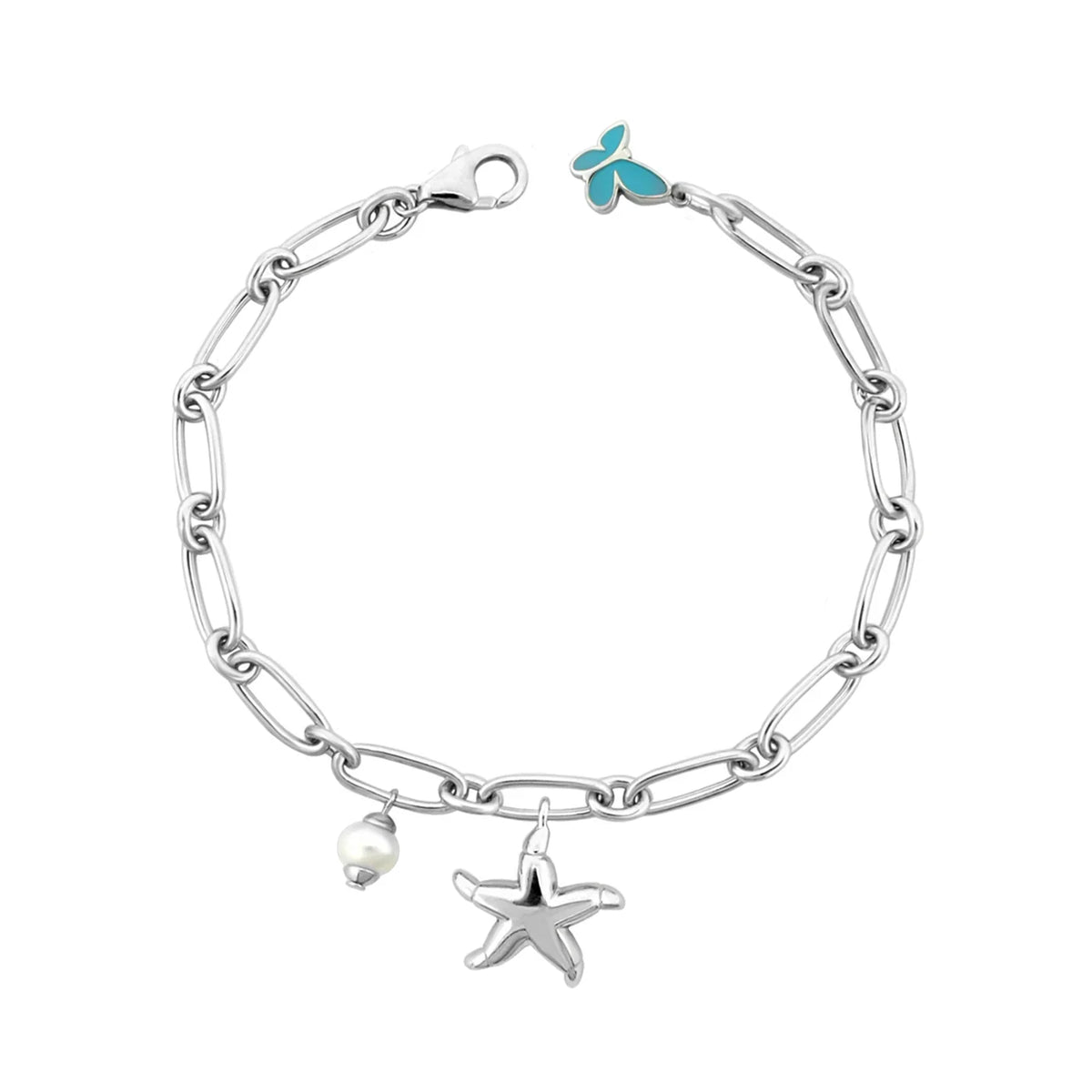 Sydney Leigh Starfish Bracelet by Lauren G Adams; silver chain with starfish and pearl bead on Tampa Home & Garden Store