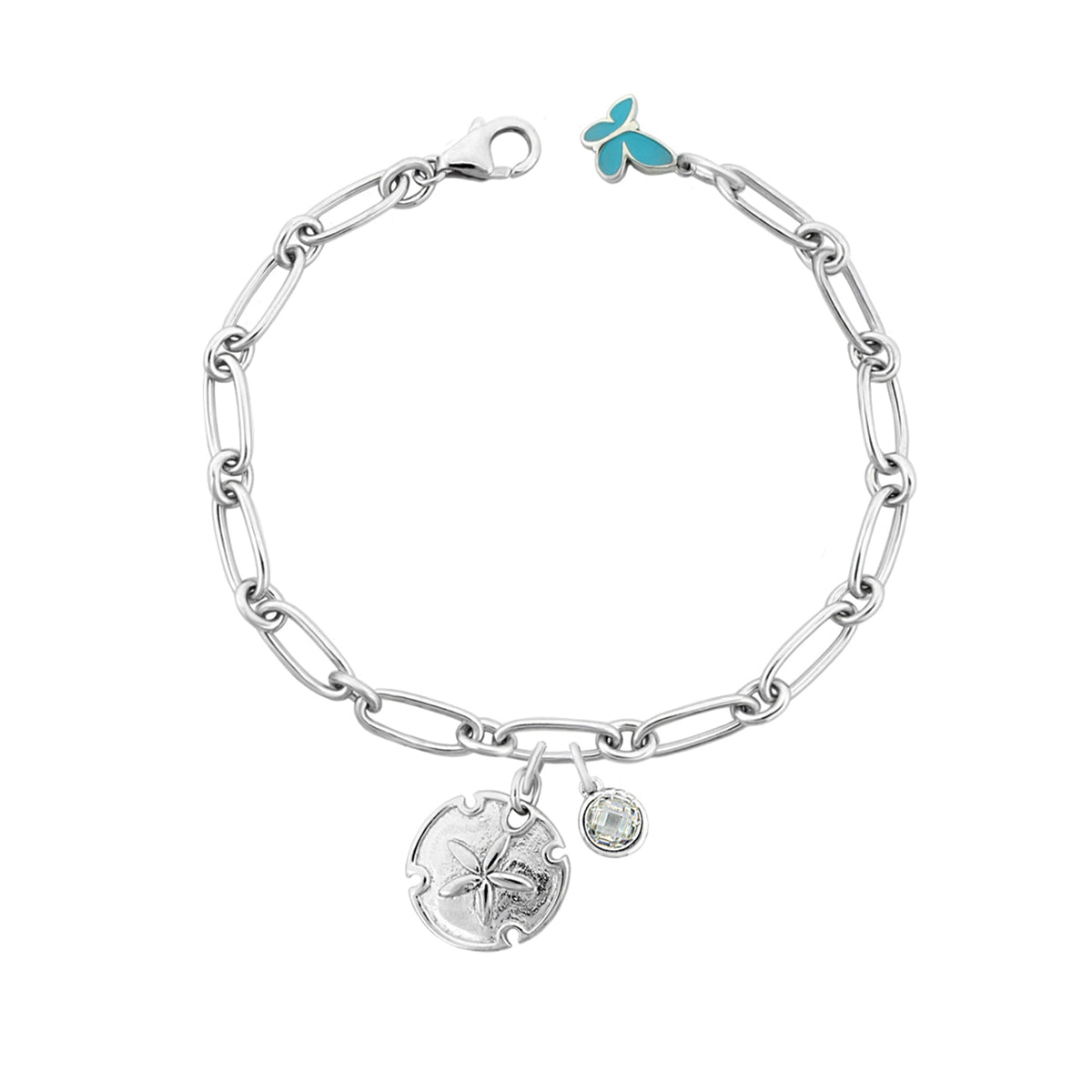 Sydney Leigh Sand Dollar Bracelet by Lauren G Adams, sand dollar pendant and teal butterfly on Tampa Home & Garden Store