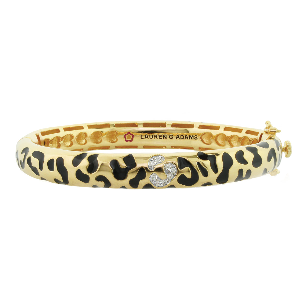 Sweet Leopard Bangle Slim Hinge gold-tone leopard print diamond heart Lauren G Adams on Tampa Home & Garden Store