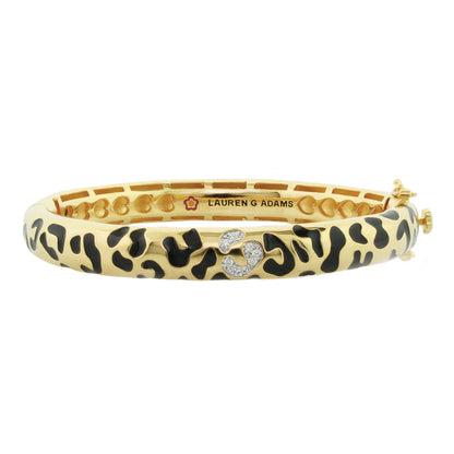 Sweet Leopard Bangle Slim Hinge gold-tone leopard print diamond heart Lauren G Adams on Tampa Home & Garden Store
