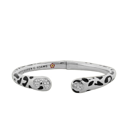 Sweet Leopard Bangle hinged bracelet with black spots and crystal end caps by LG Adams, 2pc on Tampa Home & Garden Store
