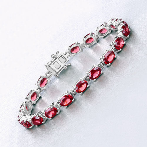 Bracelet, 15.30 carat genuine garnet set in .925 silver with red oval stones, Bids.com on Tampa Home & Garden Store