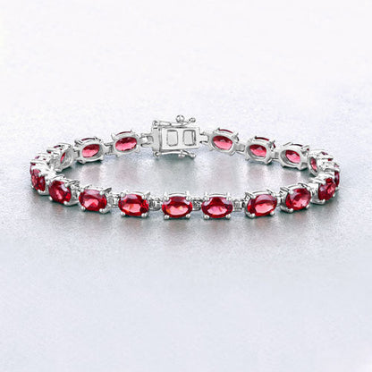 Genuine garnet bracelet with red oval stones in .925 sterling silver, 15.30ct, by Bids.com on Tampa Home & Garden Store