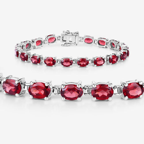 Garnet bracelet in .925 sterling silver setting with oval red stones, 15.30ct, Bids.com on Tampa Home & Garden Store