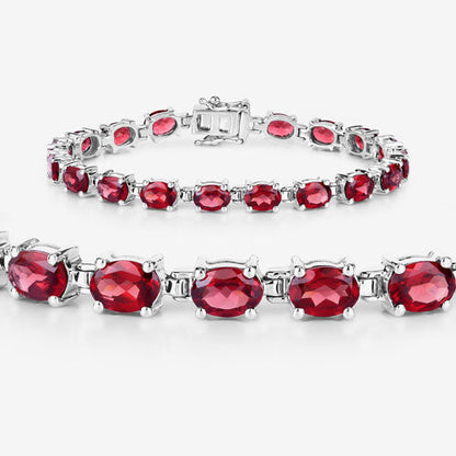 Garnet bracelet in .925 sterling silver setting with oval red stones, 15.30ct, Bids.com on Tampa Home & Garden Store