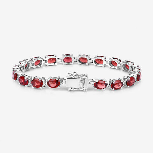 15.30 Carat Genuine Garnet .925 Sterling Silver Bracelet by Bids.com with red oval stones on Tampa Home & Garden Store