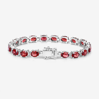 15.30 Carat Genuine Garnet .925 Sterling Silver Bracelet by Bids.com with red oval stones on Tampa Home & Garden Store