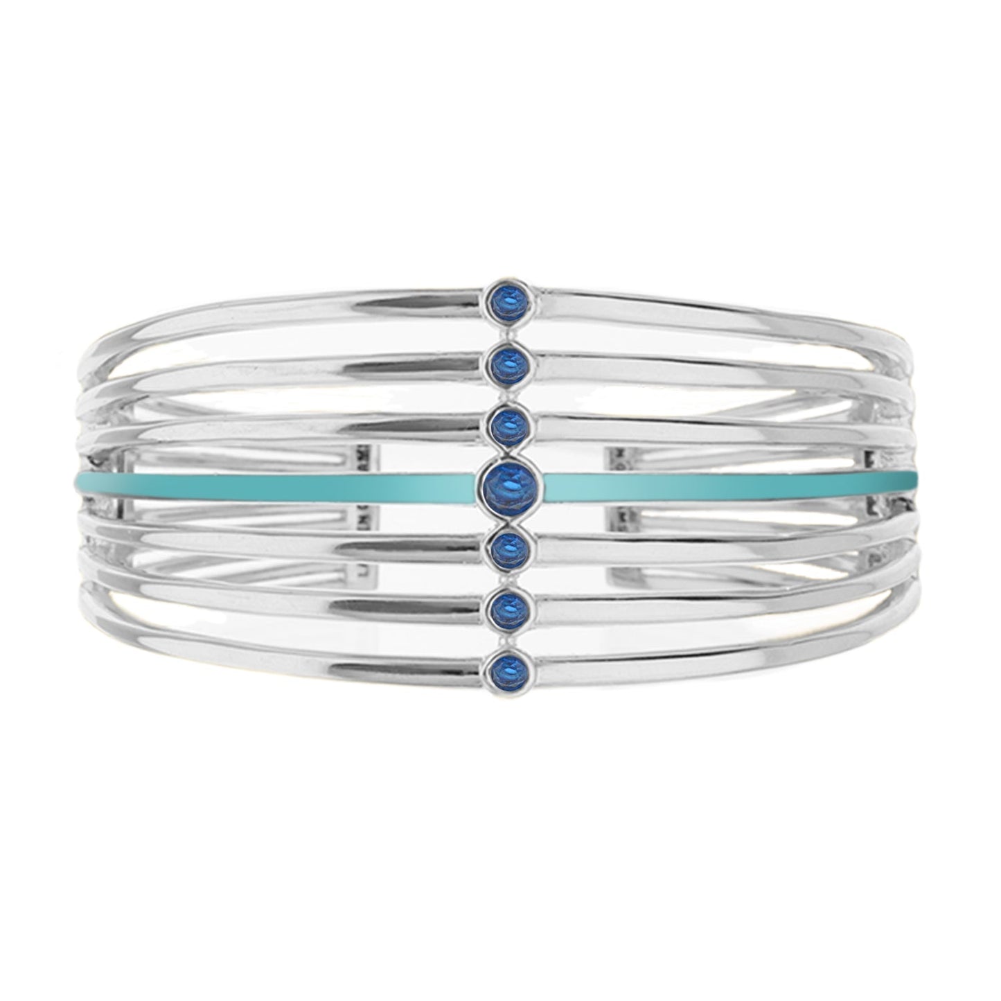 Egyptian Queen Bangle cuff bracelet Lauren G Adams silver bands blue stones turquoise stripe on Tampa Home & Garden Store