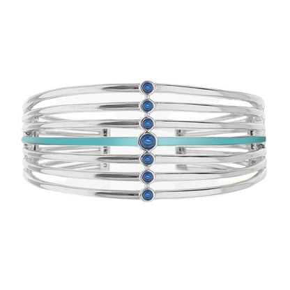 Egyptian Queen Bangle cuff bracelet Lauren G Adams silver bands blue stones turquoise stripe on Tampa Home & Garden Store